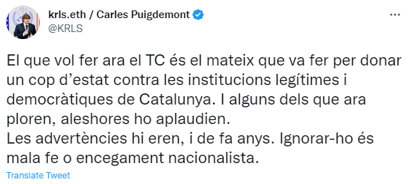 TUIT carles puigdemont TC congres