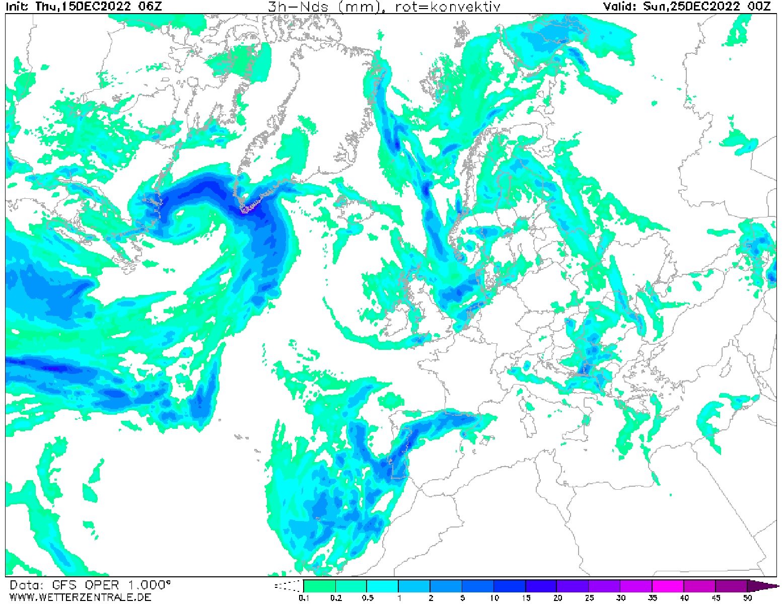 Lluvias el día de Navidad a Catalunya GFS Wetterzentrale