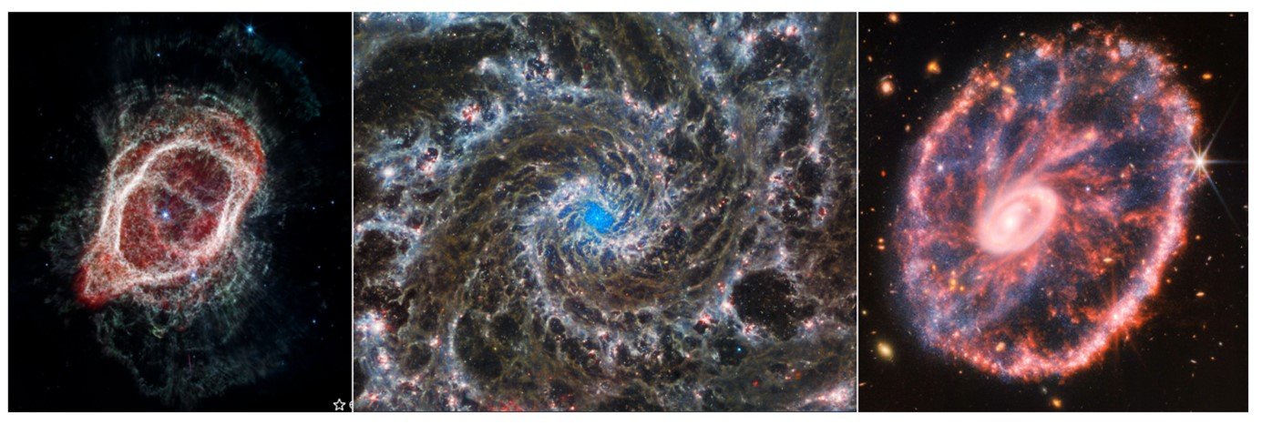 Imágenes espectaculares de algunas de las galaxias captadas por James Webb (obtenidas de la página web del JWST a la NASA) Imágenes espectaculares de algunas de las galaxias captadas por James Webb (obtenidas de la página web del JWST a la NASA)