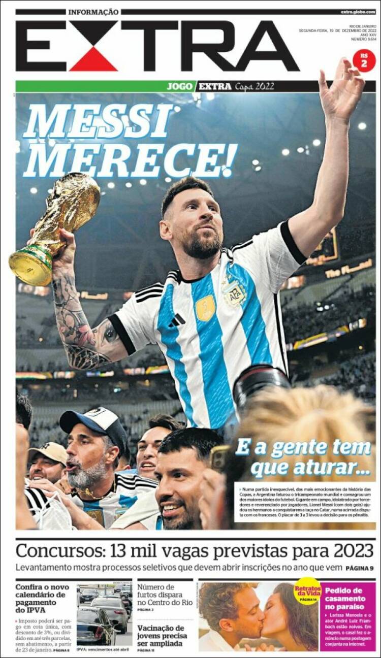 Extra Portada Mundial Qatar 2022 Argentina Leo Messi 19 12 2022