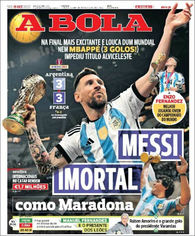 A Bola Portada Mundial Qatar 2022 Argentina Leo Messi 19 12 2022