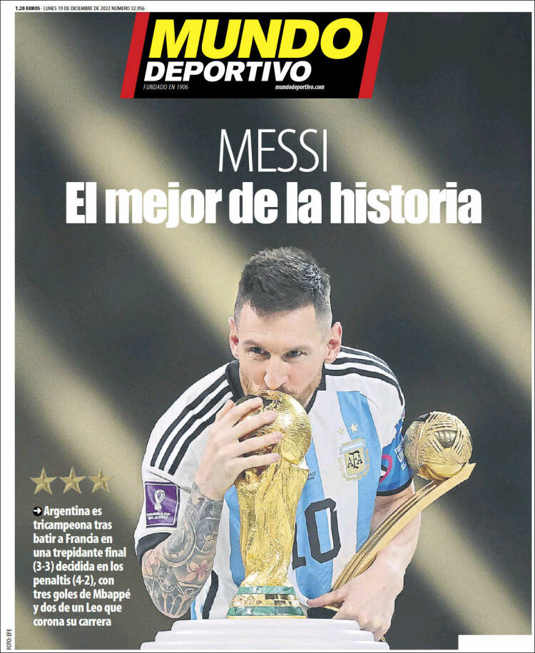Mundo Deportivo Portada Mundial Qatar 2022 Argentina Leo Messi 19 12 2022