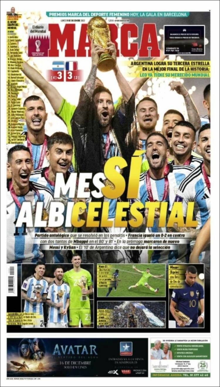 Marca Portada Mundial Qatar 2022 Argentina Leo Messi 19 12 2022