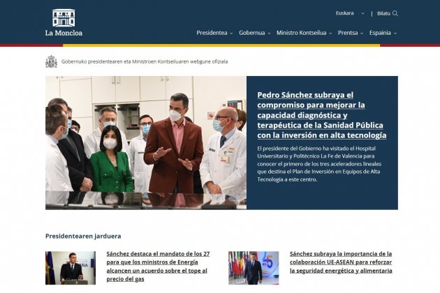 Web La Moncloa en euskera lamoncloa.es Web La Moncloa en euskera lamoncloa.es