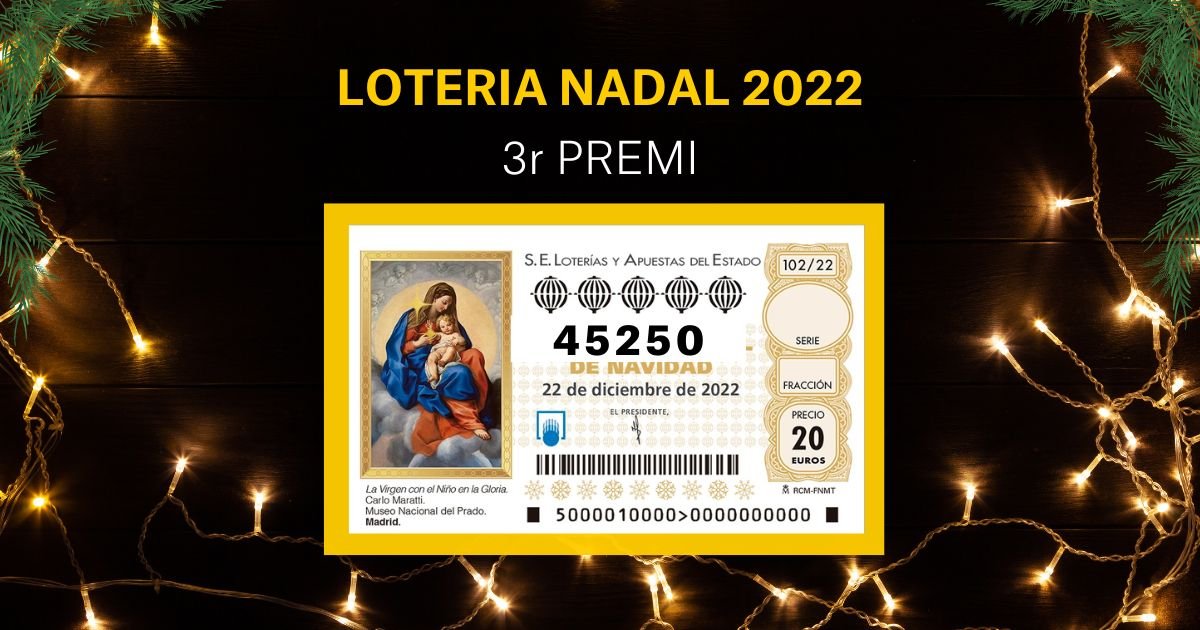 Tercer premio de la Lotería de Navidad 2022: número 45250