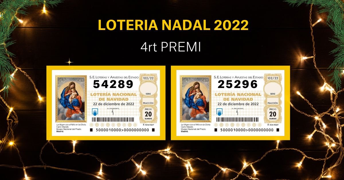 Quarts premis Loteria Nadal 2022 Quarts premis Loteria Nadal 2022