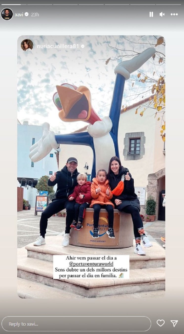 Xavi Hernández, Núria Cunillera y sus hijos IG Stories