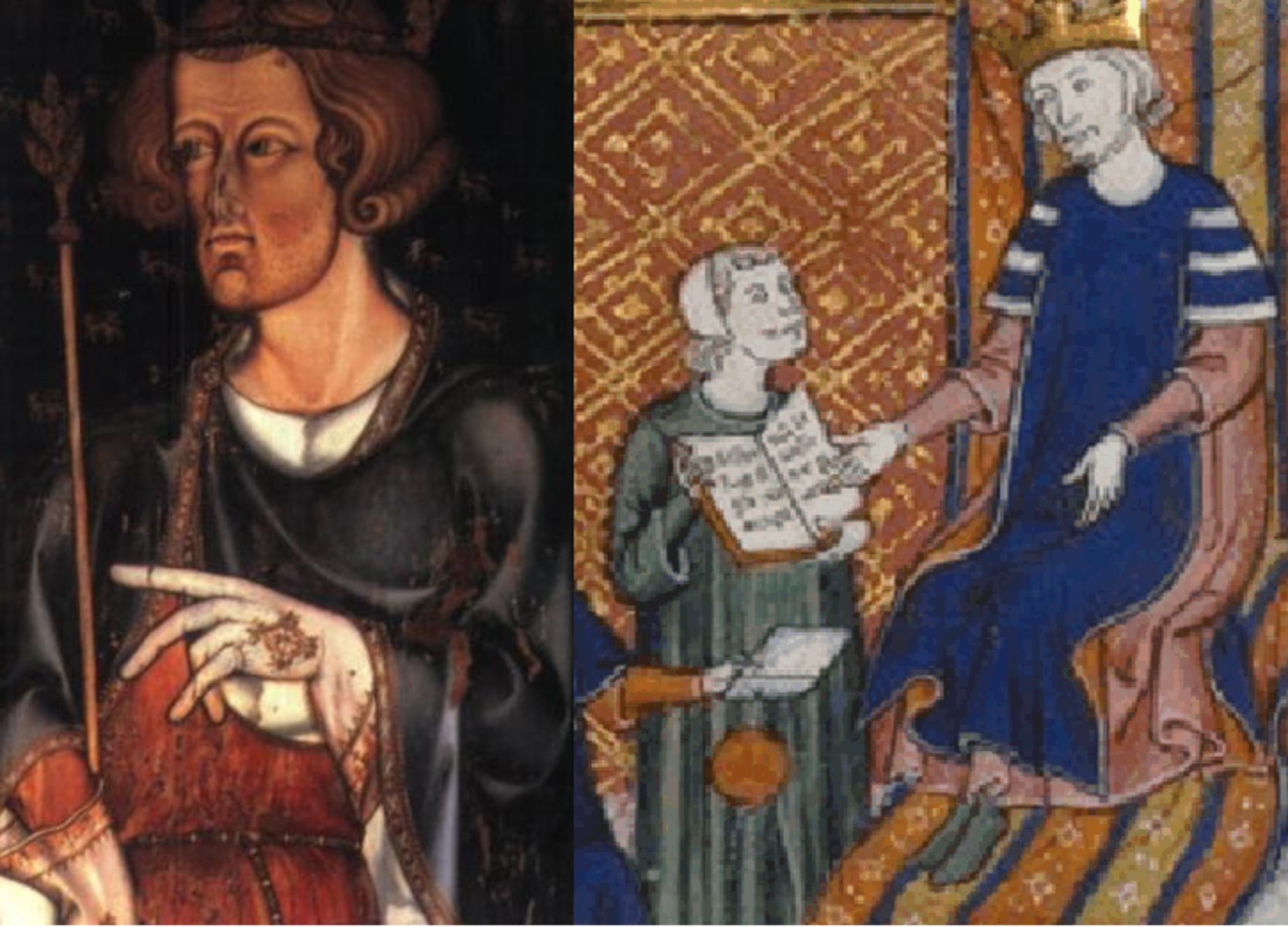 Eduardo I y Alfons (padre y marido de Leonor). Fuente Abadía de Westminster y Bibilothèque Nationale de France