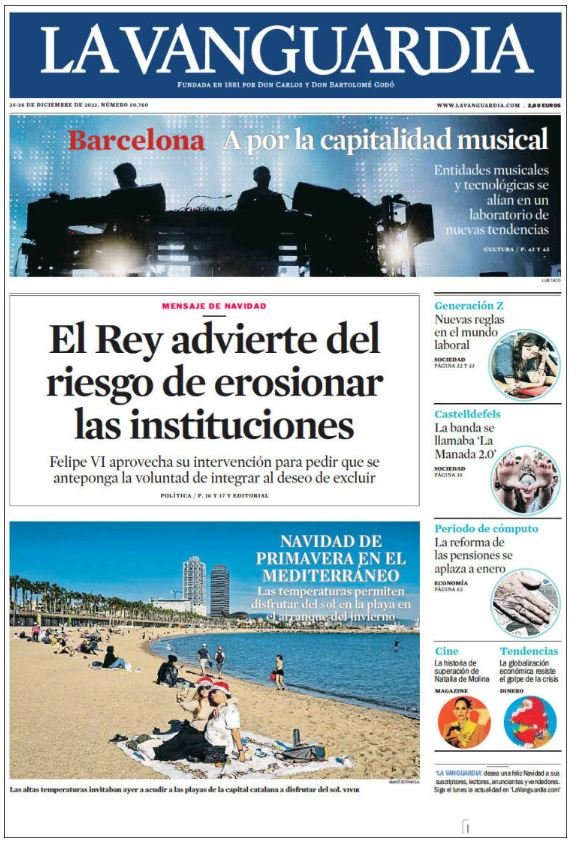 la vanguardia 25 diciembre