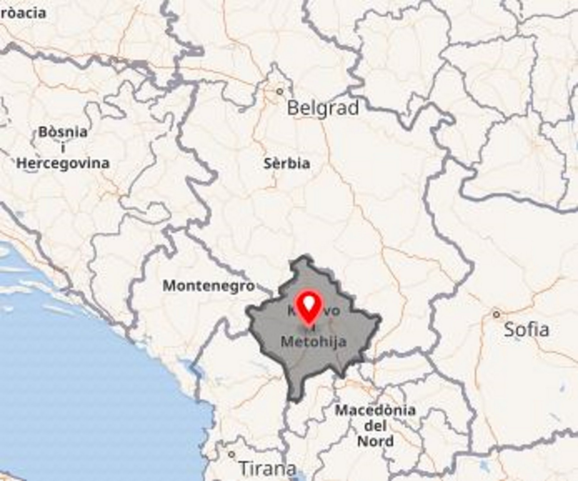 El Kosovo y Serbia Google Maps