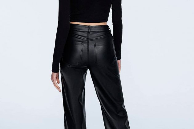Pantalons wide leg efecte piel1 Pantalons wide leg efecte piel1