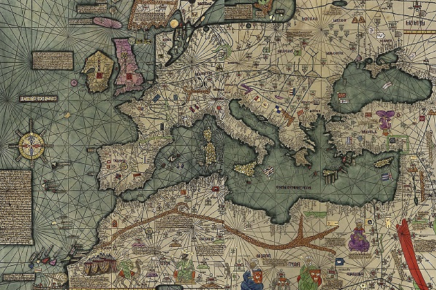 Fragmento del Atlas Catalán, obra del cartógrafo Abraham Cresques (1375). Fuente: Bibliothèque Nationale de France