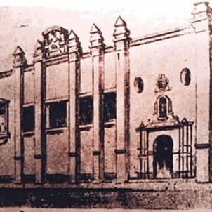 El català Roca inaugura el primer curs de la primera universitat americana. Gravat de la Basílica de Santo Domingo. Font Universidad de San Marcos