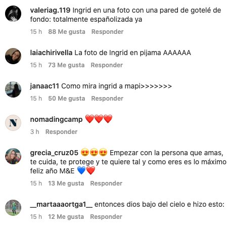 comentarios Mapi Engen fin de año Instagram