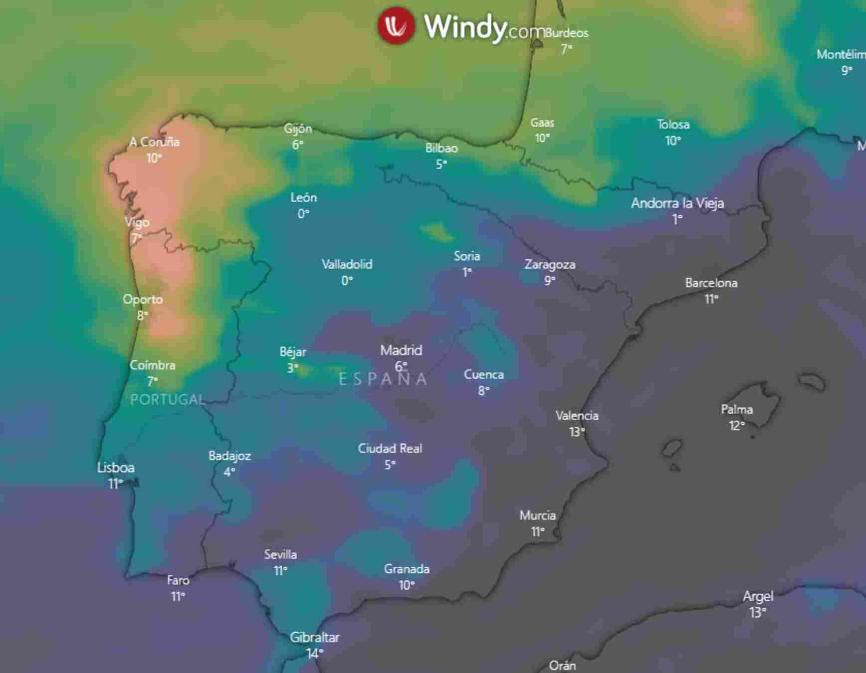 La lluvia de esta semana solo llegará al Pirineo de Lleida / Acumulado de lluvia en 10 días WINDY ECMWF