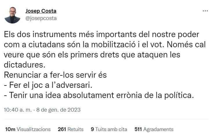 Tuit Josep Cuesta mobilitzacio voto