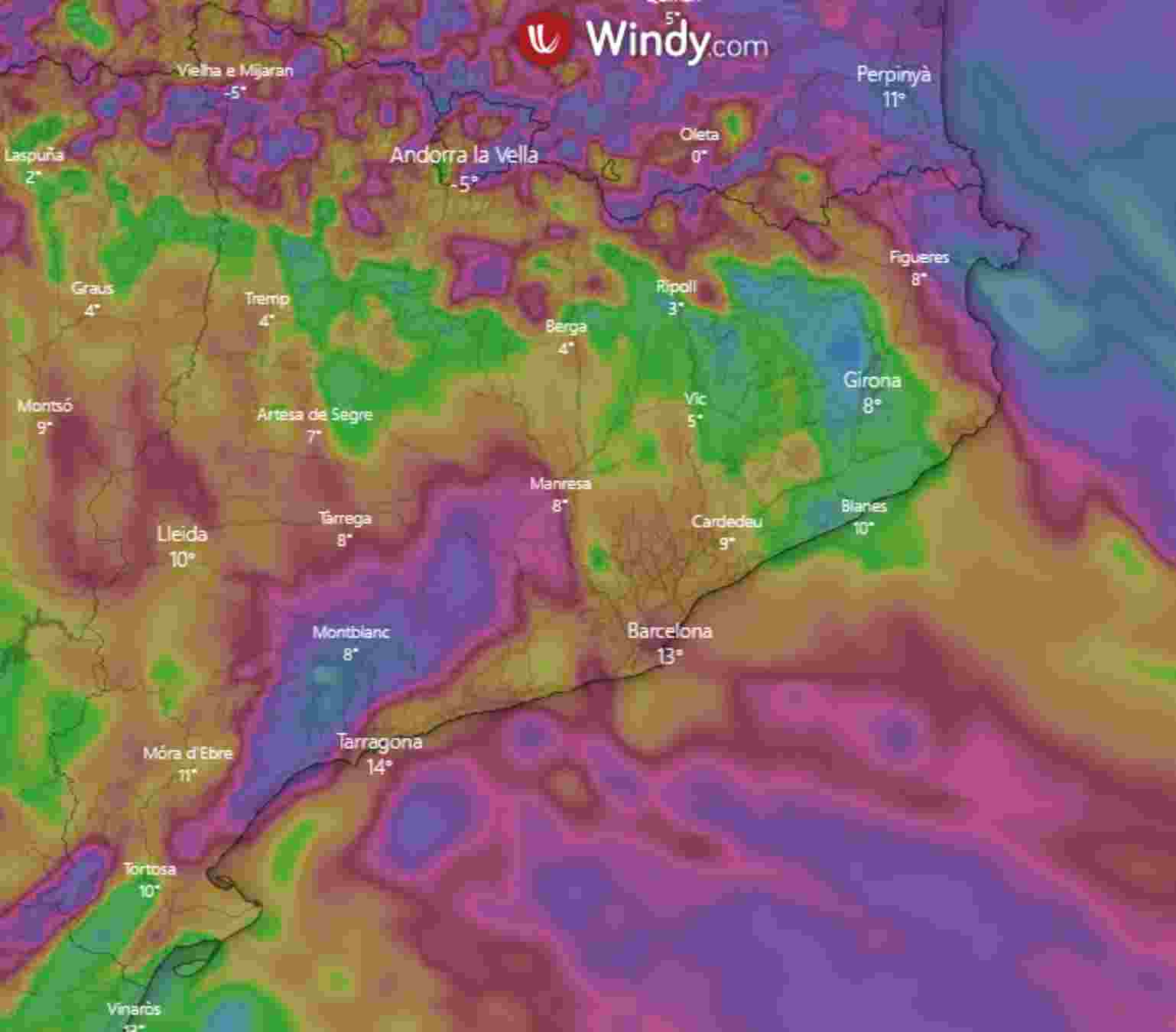 Los golpes de viento por encima de los 80 km/h pueden impedir andar|caminar con normalidad / Fuente: Windy