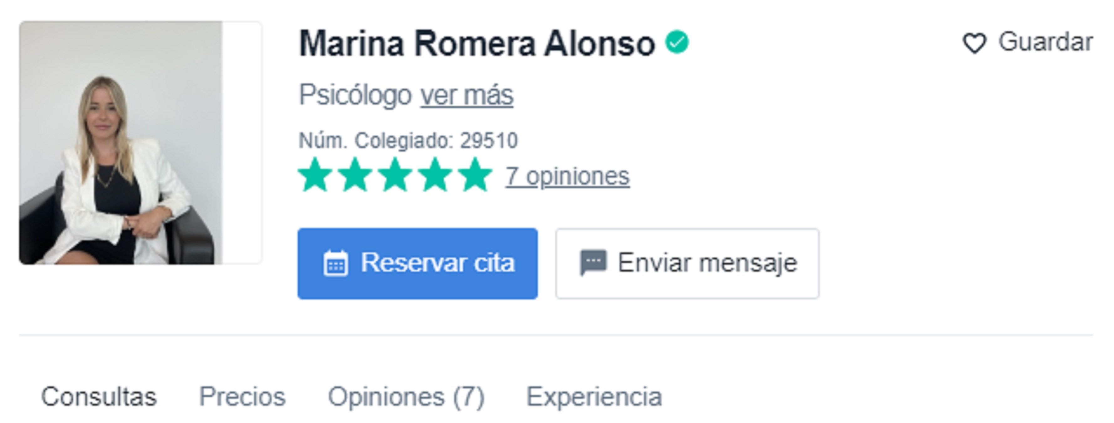 Marina Romera psicología cita Doctoralia