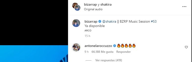 Reacción Antonela a Shakira, Instagram