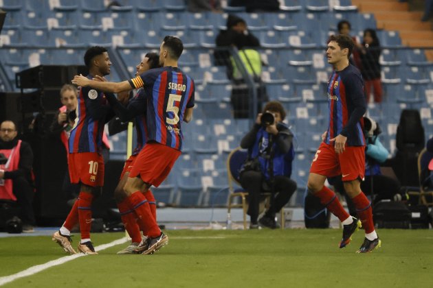 Ansu Fati celebra el segon gol Barça / Foto: EFE