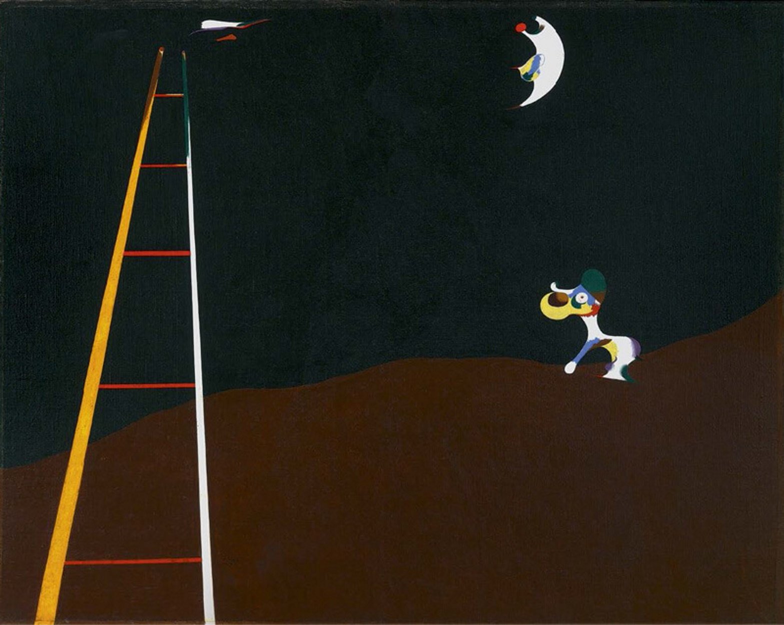 Joan Miró enfilat a l’escala