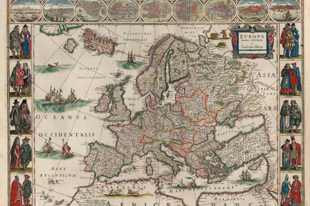 Mapa político de Europa (1645). Fuente Biblioteca Digital Hispánica