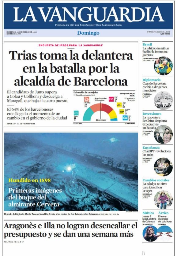 la vanguardia llevada|traída 15 enero