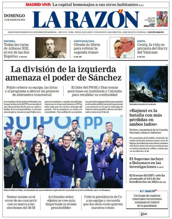 la razon portada 15 gener la razon portada 15 gener