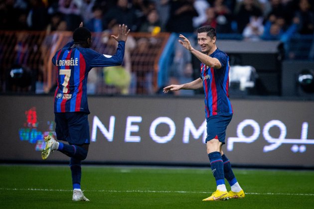 Dembélé i Lewandowski celebrant un gol del Barça / Foto: FC Barcelona