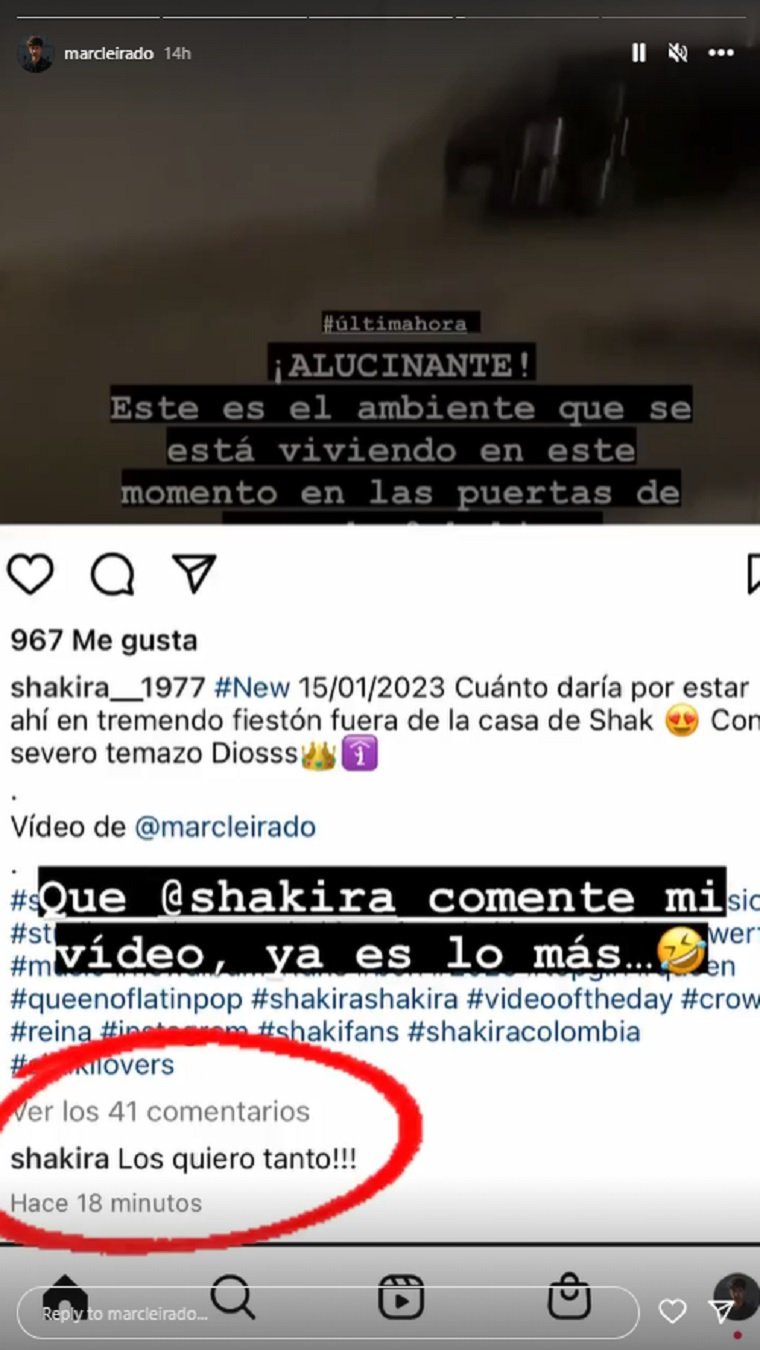 Comentari Shakira fans   Instagram