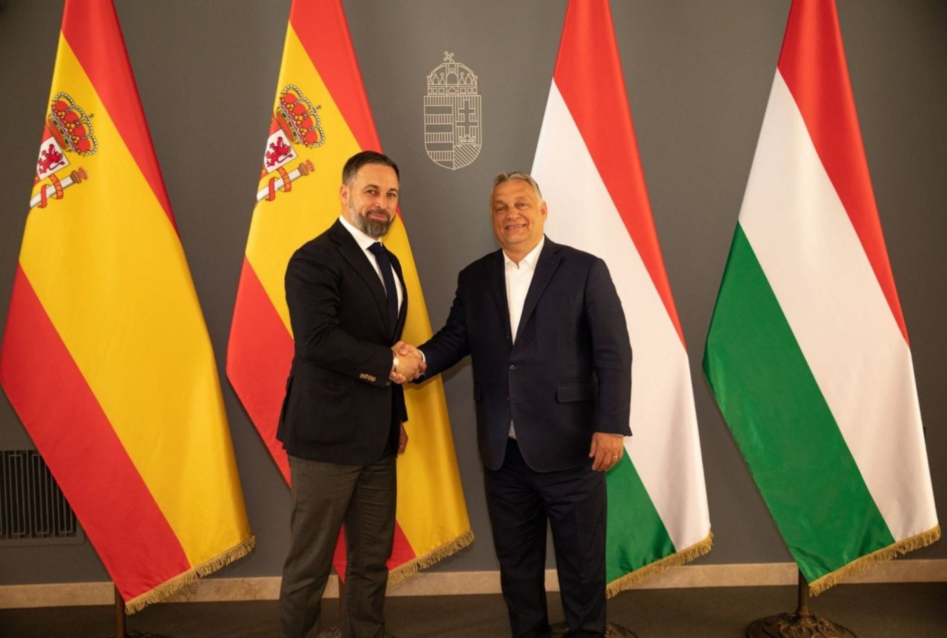 President Vox Santiago Abascal i primer ministre Hongria Viktor Orban / Europa Press