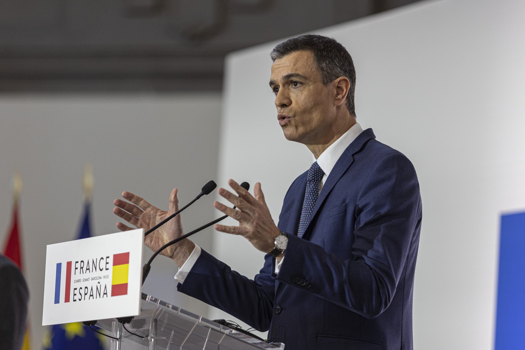 Pedro Sánchez a la cimera de Barcelona. Foto: Montse Giralt Pedro Sánchez a la cimera de Barcelona. Foto: Montse Giralt