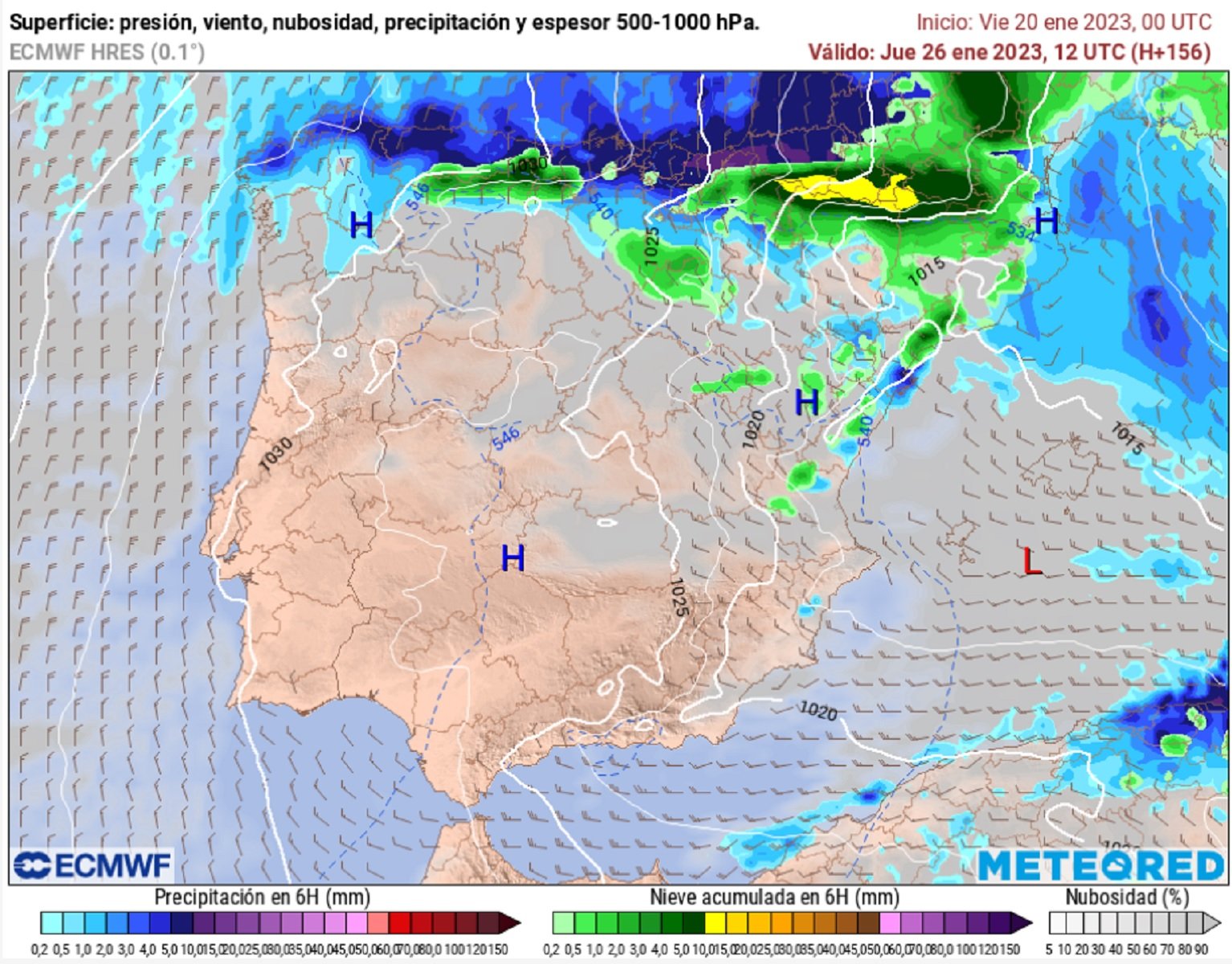 Neu Catalunya dijous, 26 gener ECMWF Meteored