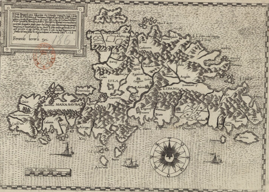 Mapa de la Hispaniola (1566). Fuente Bibliotheque Nationale de France
