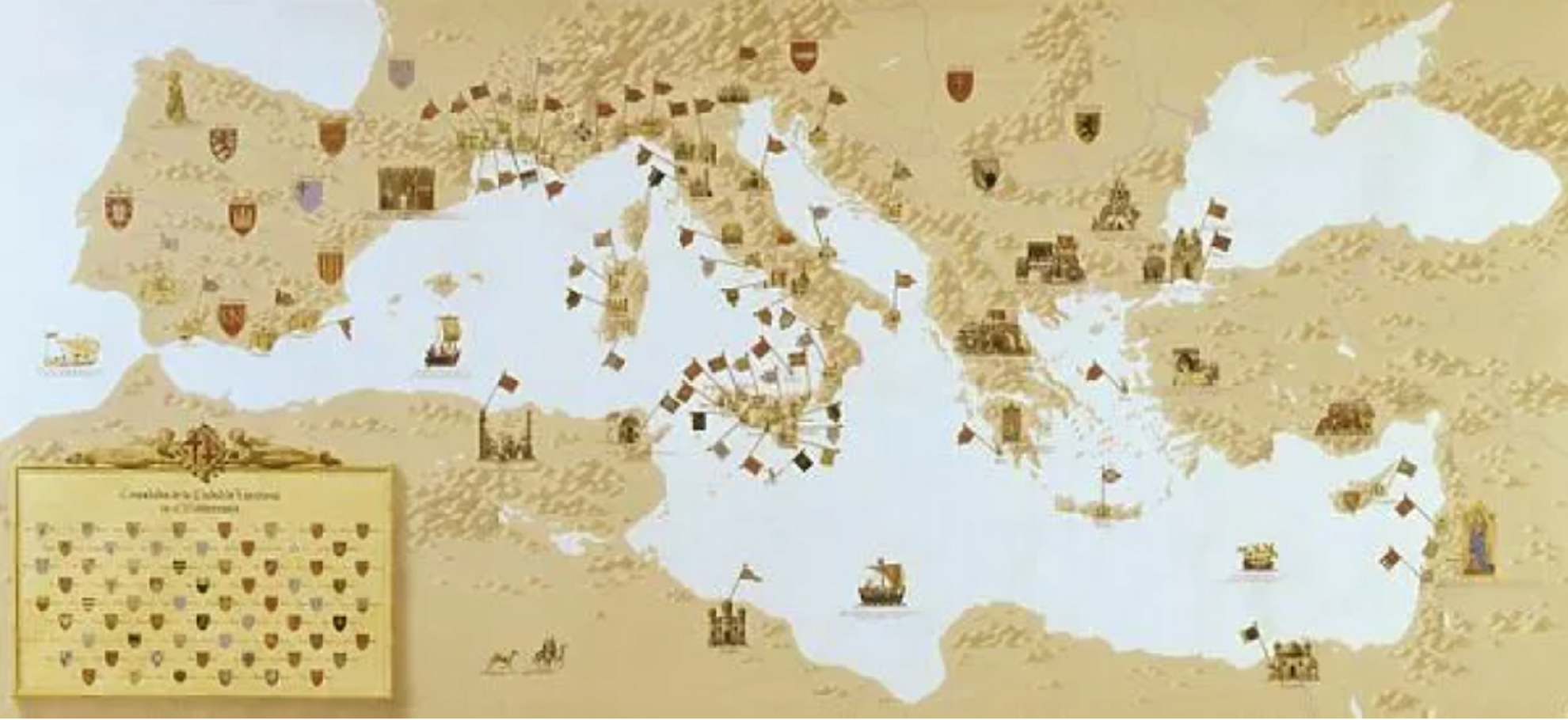 Mapa de los consolados de mar catalanes en el Mediterráneo / Fuente: Museu Marítim de Barcelona