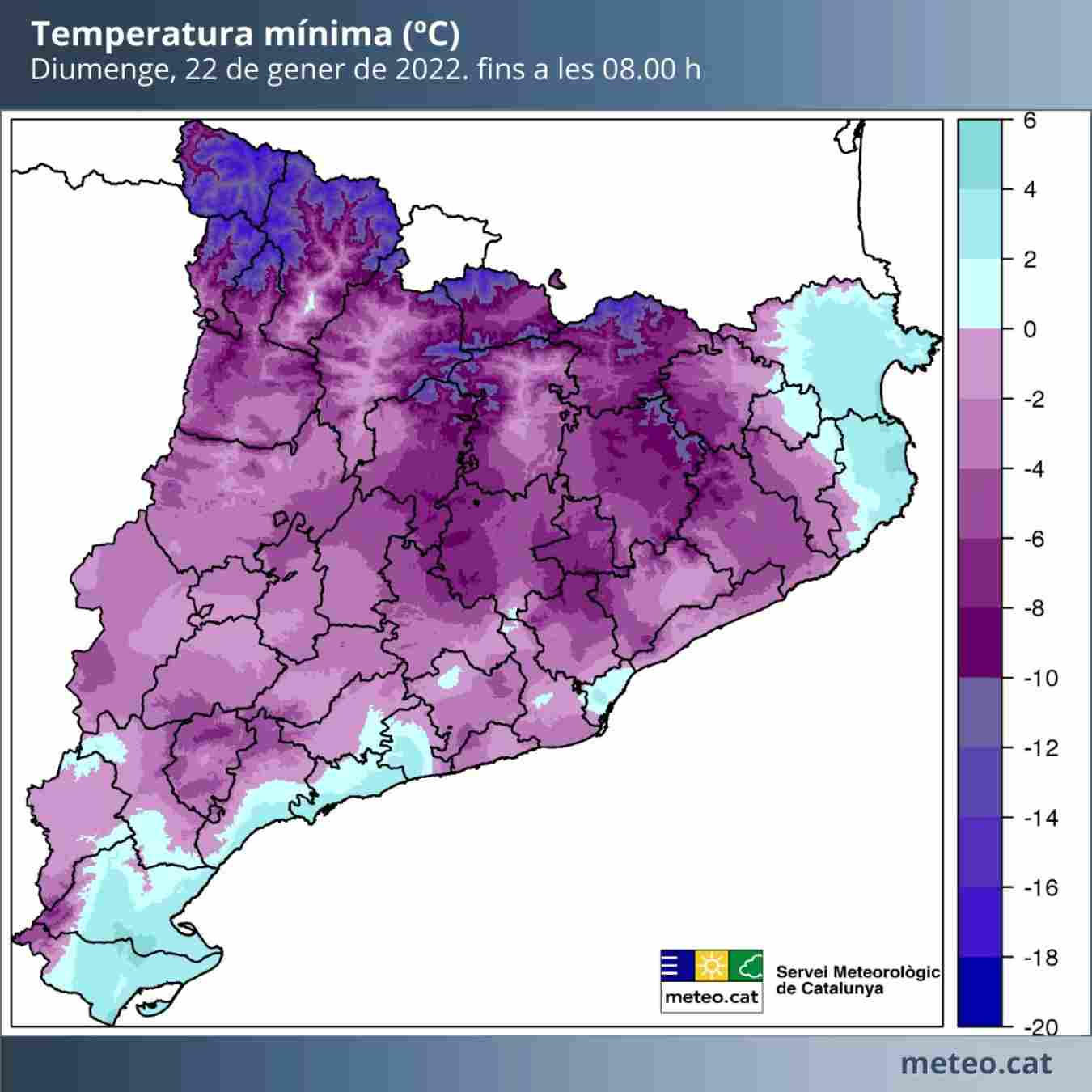 ¡Catalunya ha quedado helada este domingo, incluso, en la costa! / Fuente: Servicio Meteorológico de Catalunya