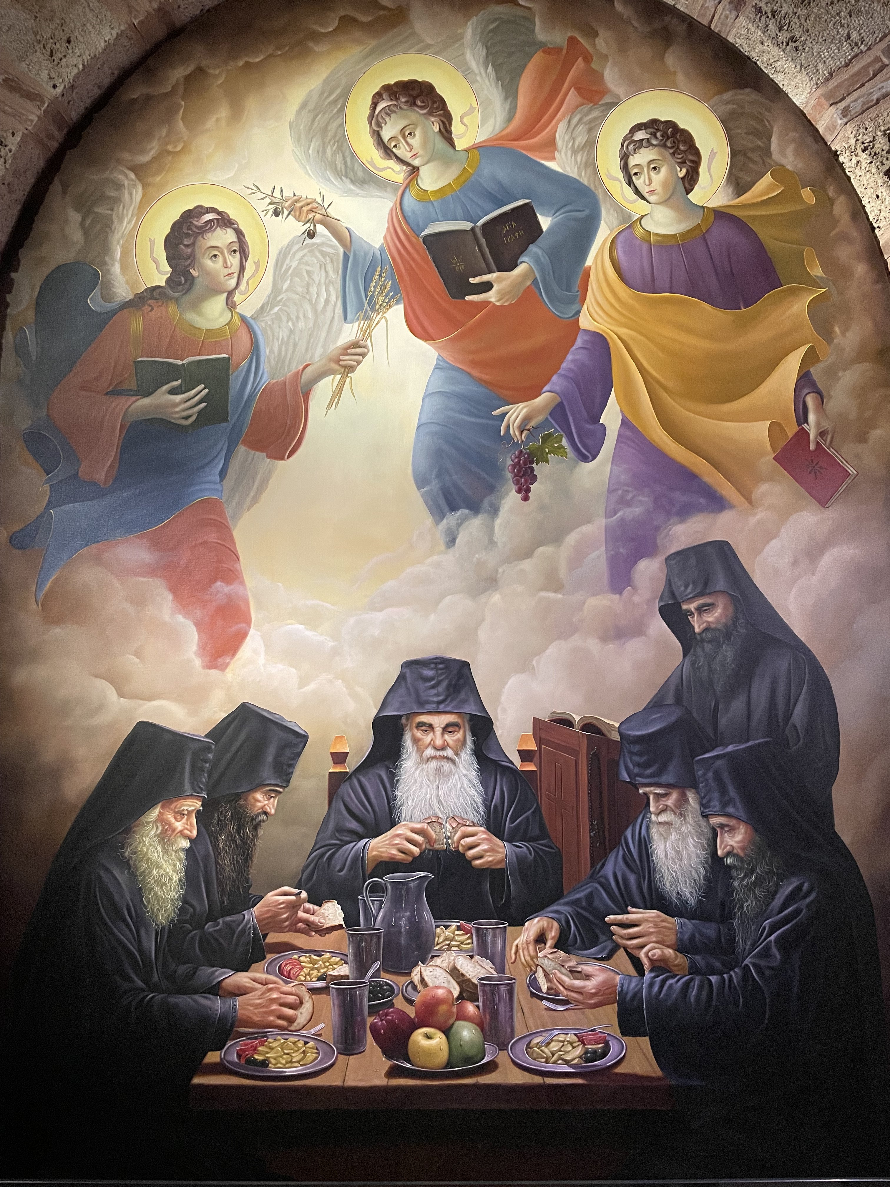 Uno de los numerosos murales que visten las paredes del Monasterio de San Nicolás, en Meteora