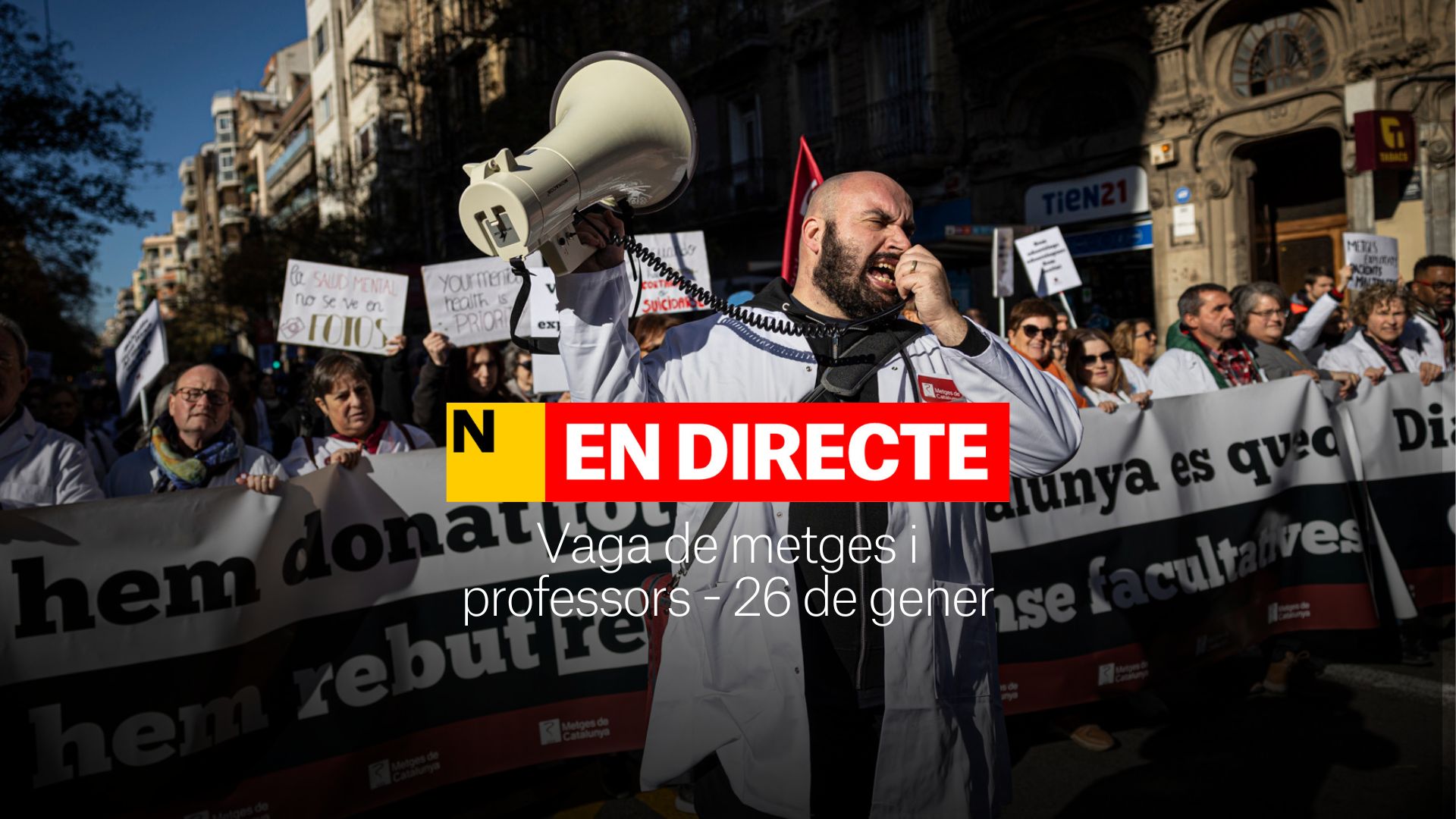 Vaga de metges, professors i mestres del 26 de gener, DIRECTE | Última hora de les manifestacions a Barcelona