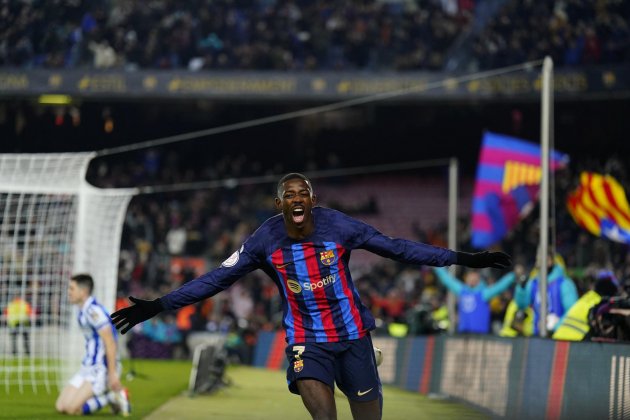 Ousmane Dembélé celebra gol Barça Reial Societat / Foto: EFE