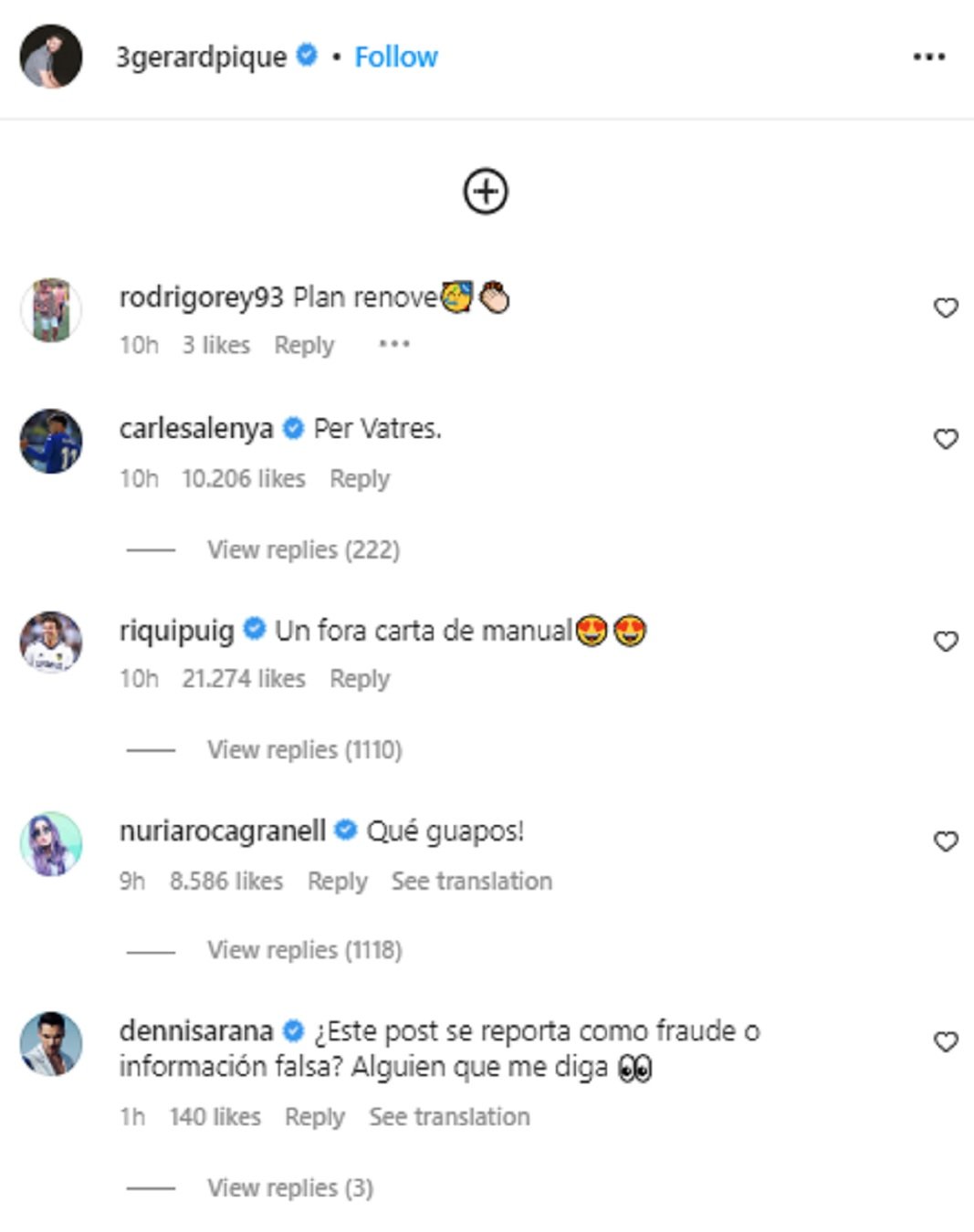 Comentarios Riqui Puig Alenyà IG Piqué