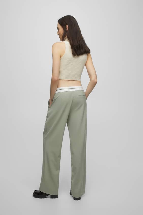 Pantalón de vestir con cintura vuelta
