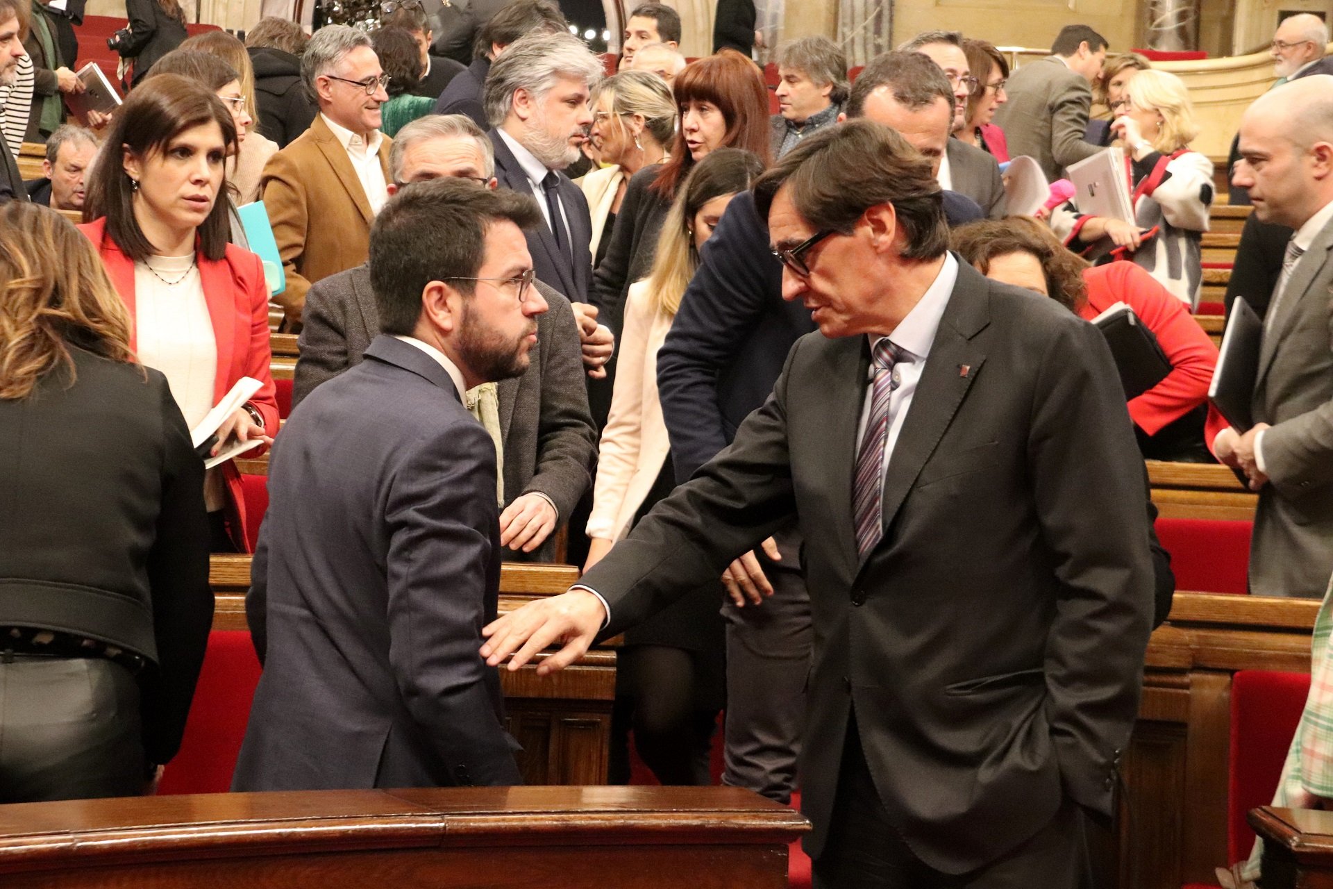 Salvador Illa i Pere Aragonès al Parlament / ACN