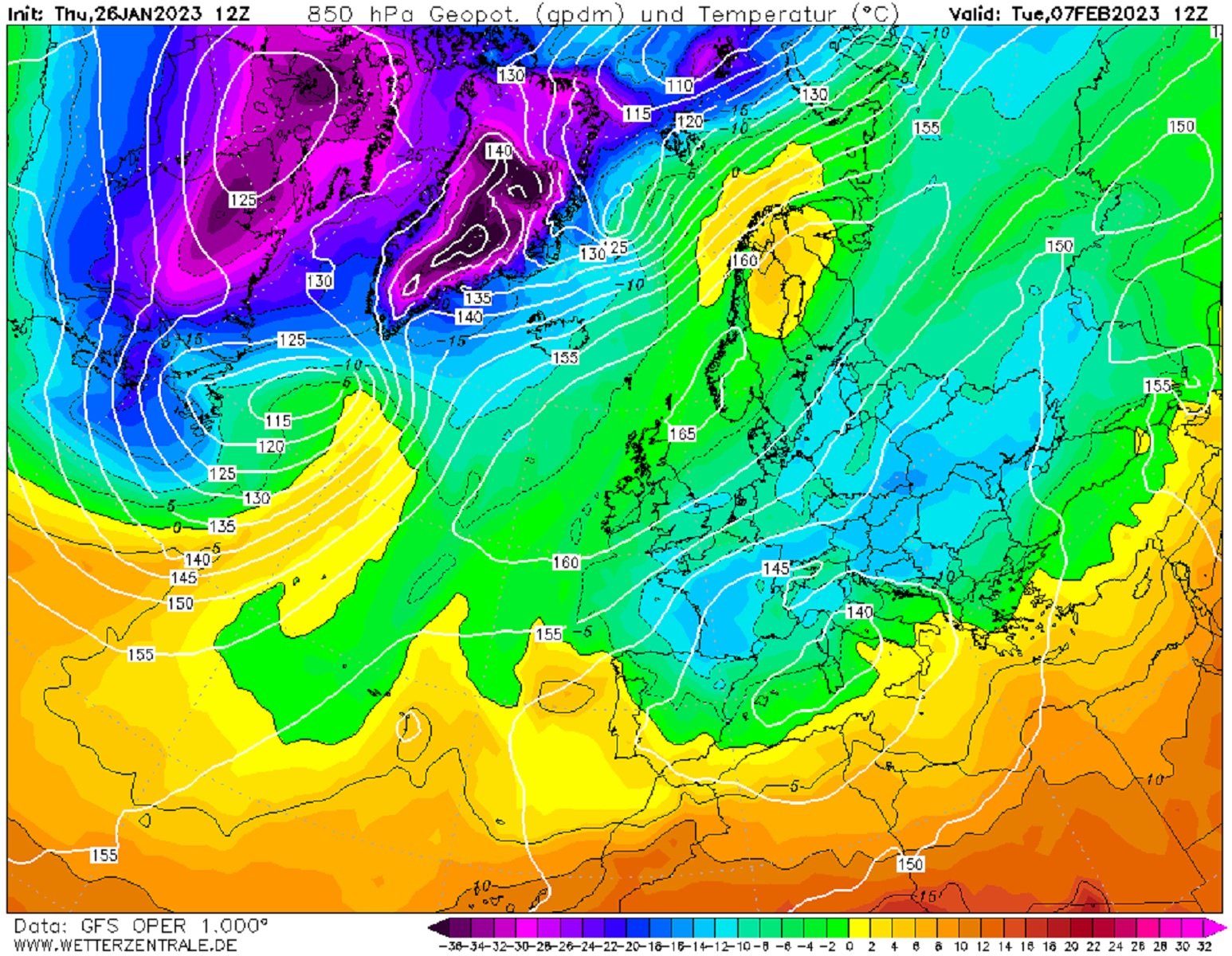 Fred y nieve en Catalunya 7 de febrero del 2023 GFS Wetterzentrale