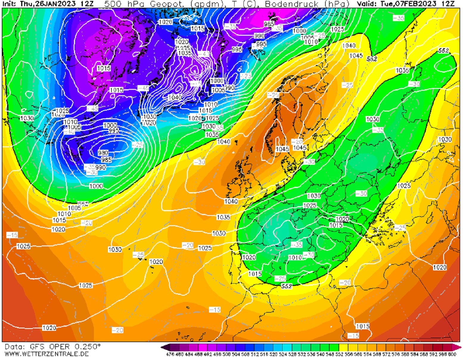 Ola de frío segunda semana febrero 2023 GFS Wetterzentrale