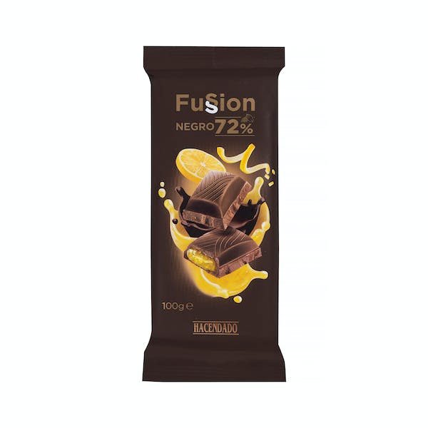 Chocolate negro Fussion 72% de cacao relleno de crema de limón de Hacendado
