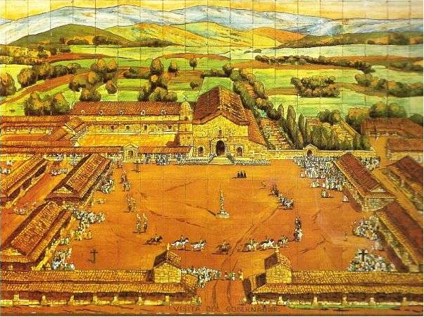 Representació idealitzada d'una missió jesuítica a la vall del riu Uruguai. Font Unesco Representació idealitzada d'una missió jesuítica a la vall del riu Uruguai. Font Unesco