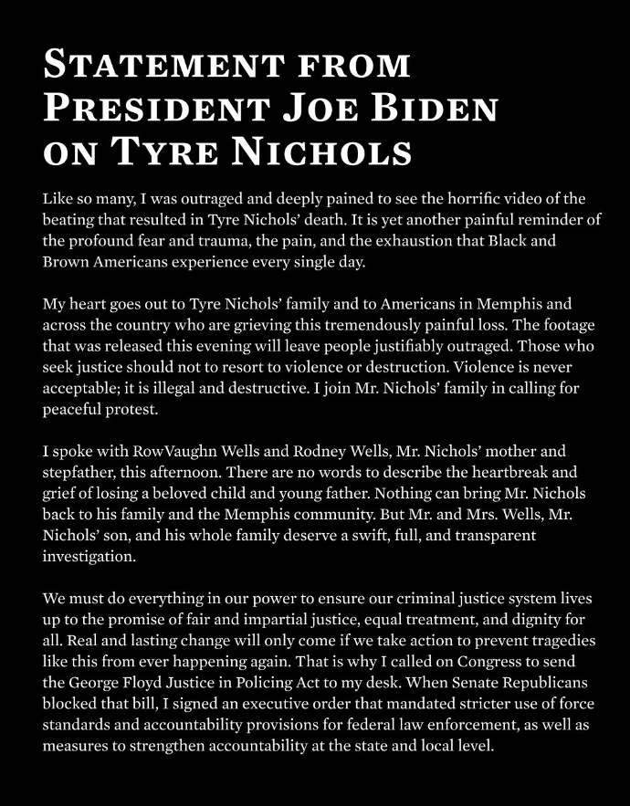 Comunicat Joe Biden pallissa memphis Comunicat Joe Biden pallissa memphis