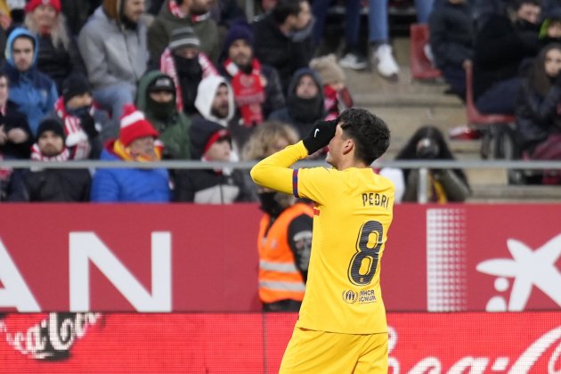 Pedri celebrando un gol en el Girona - Barça / Foto: EFE