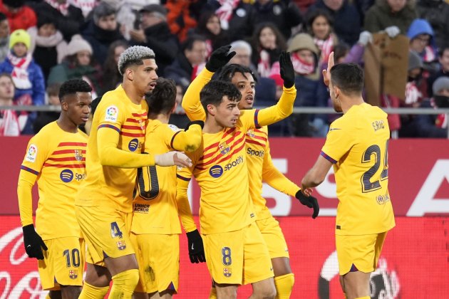 El Barça celebrando el primer gol del Barça ante el Girona / Foto: EFE
