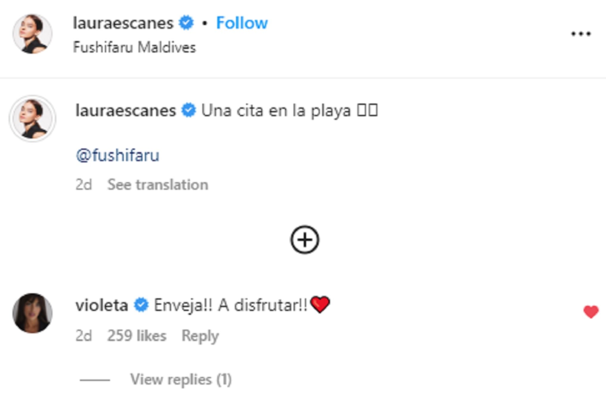 Comentario en catalán Violeta Magriñán Instagram